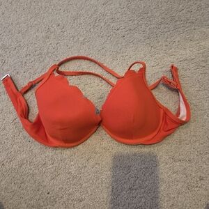 Scalloped Edge Red Bra